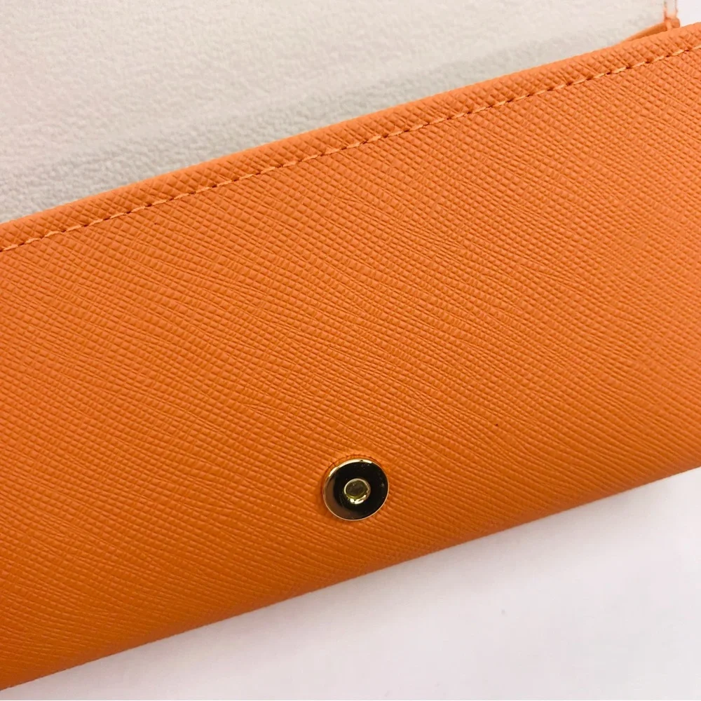 Tory Burch Orange Saffiano Leather Fold Over Sunglasses Case New